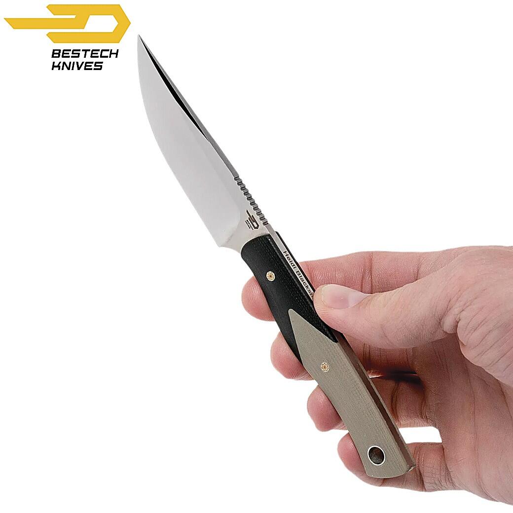 Bestech Heidi Blacksmith Mes Zwart en Beige G10 D2 3/7