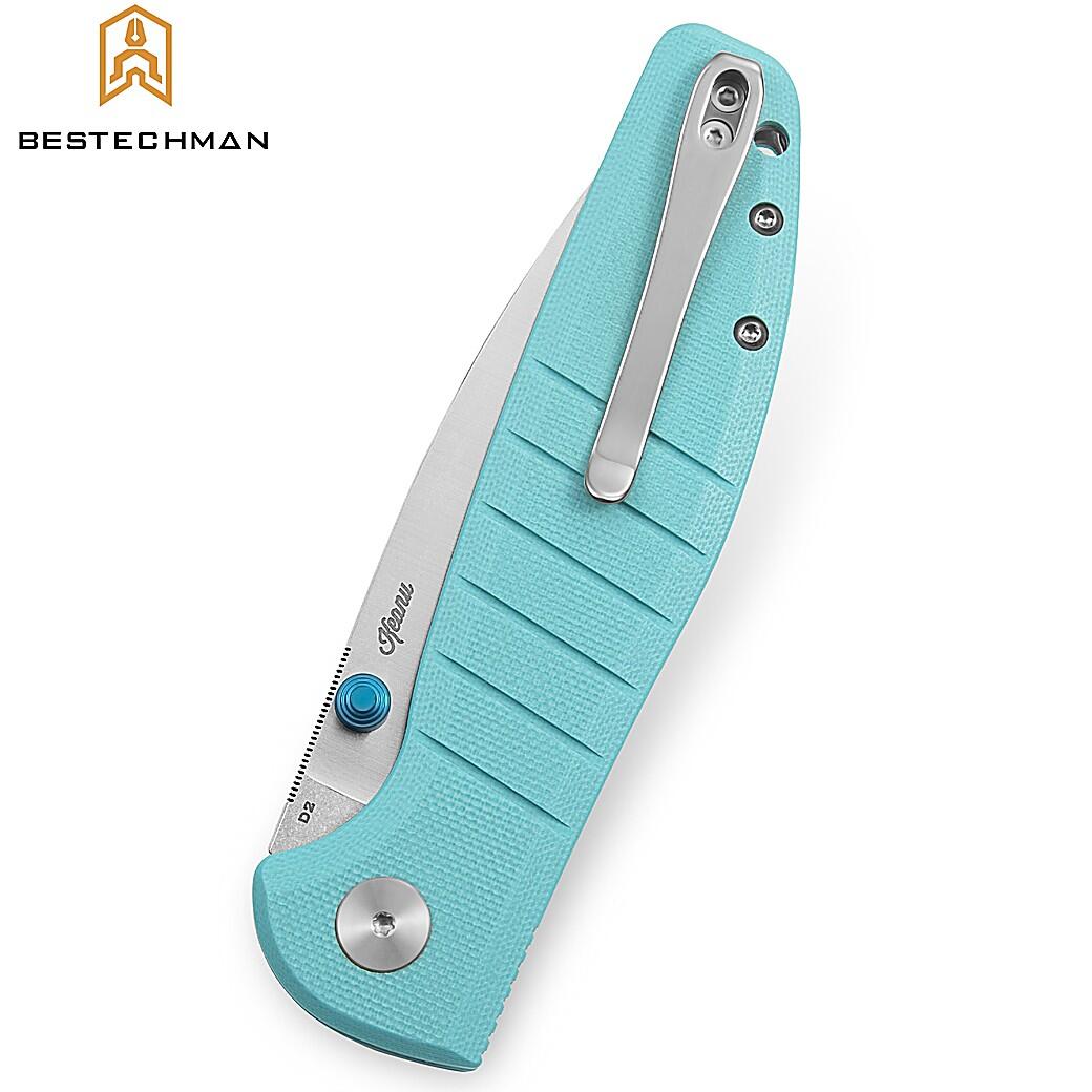 Bestechman Couteau de Poche Goodboy Bleu Tiffany G10 D2 4/7