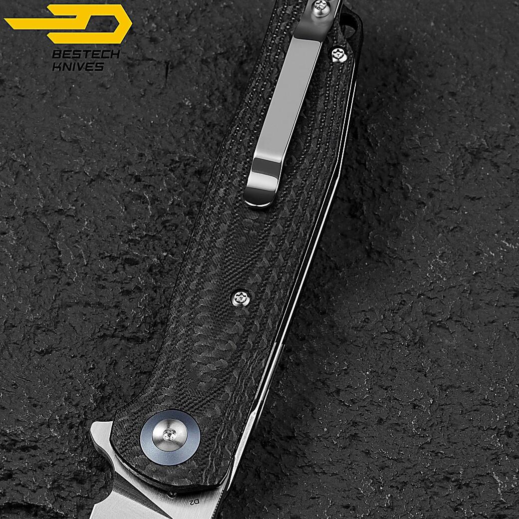 Bestech Navalha Ascot Fibra de Carbono Preta G10 D2 7/7