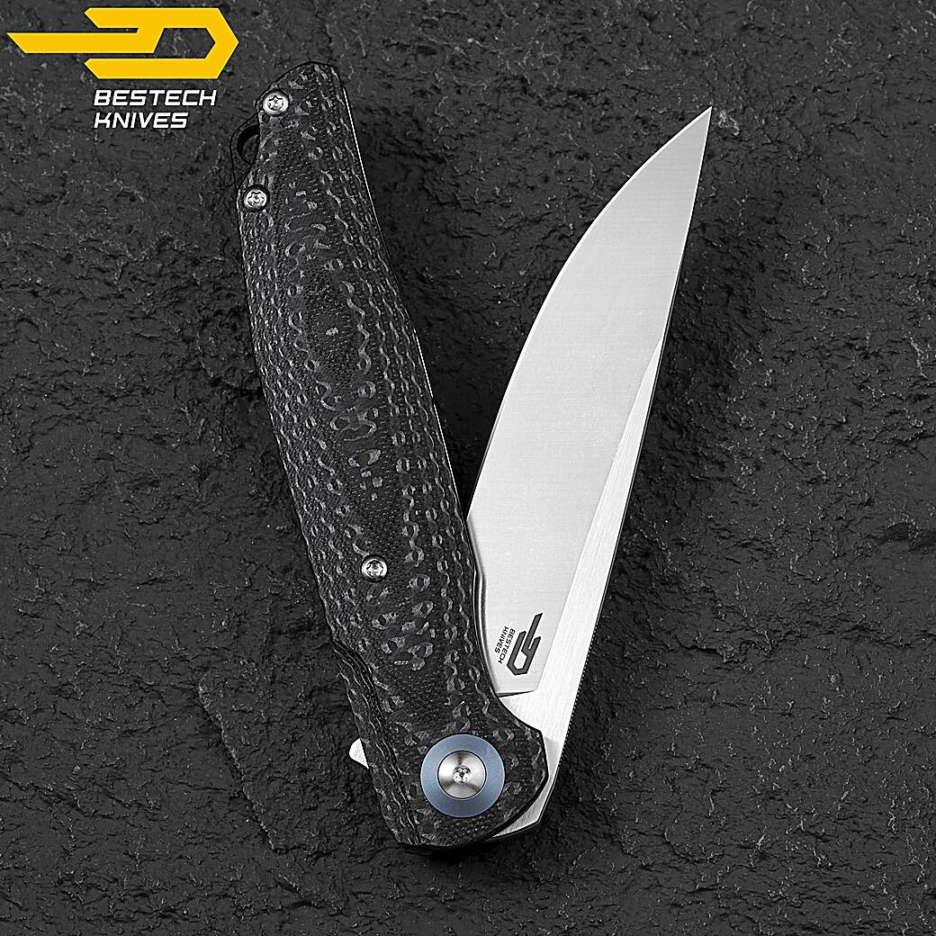 Bestech Navalha Ascot Fibra de Carbono Preta G10 D2 6/7