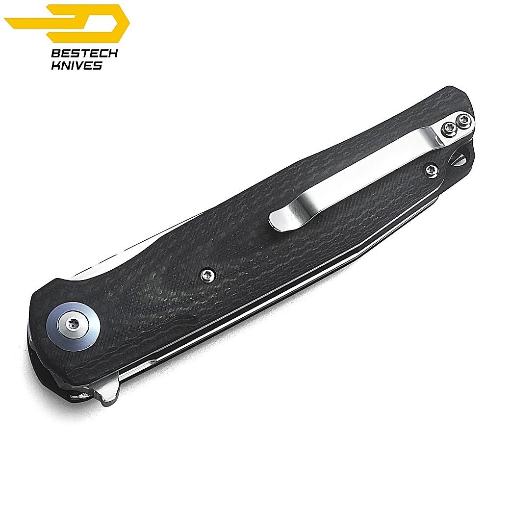 Bestech Navalha Ascot Fibra de Carbono Preta G10 D2 2/7