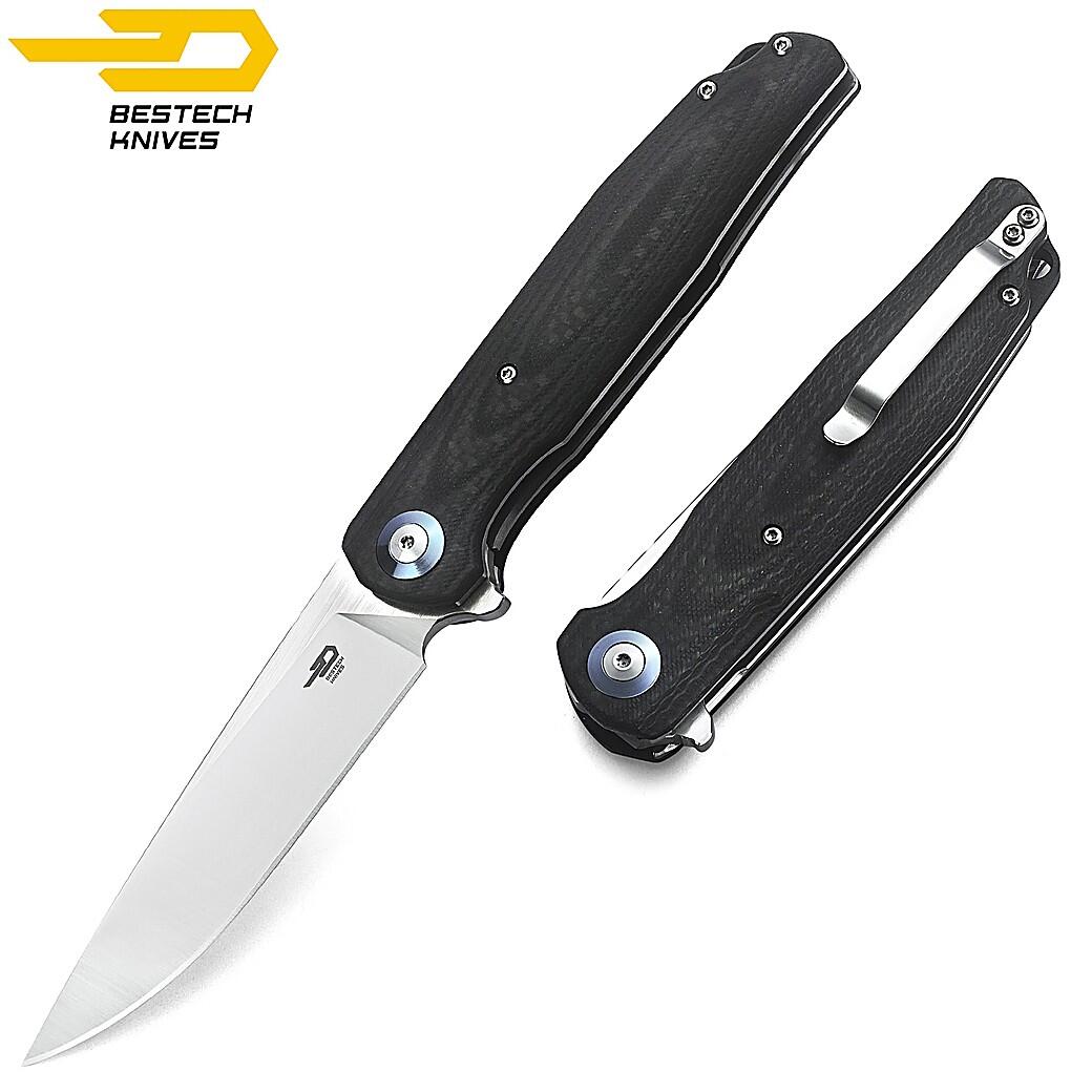 Bestech Navalha Ascot Fibra de Carbono Preta G10 D2 3/7