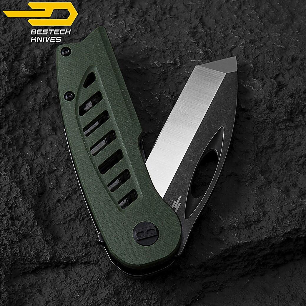 Bestech Couteau de Poche Explorer Vert Armee G10 D2 5/7