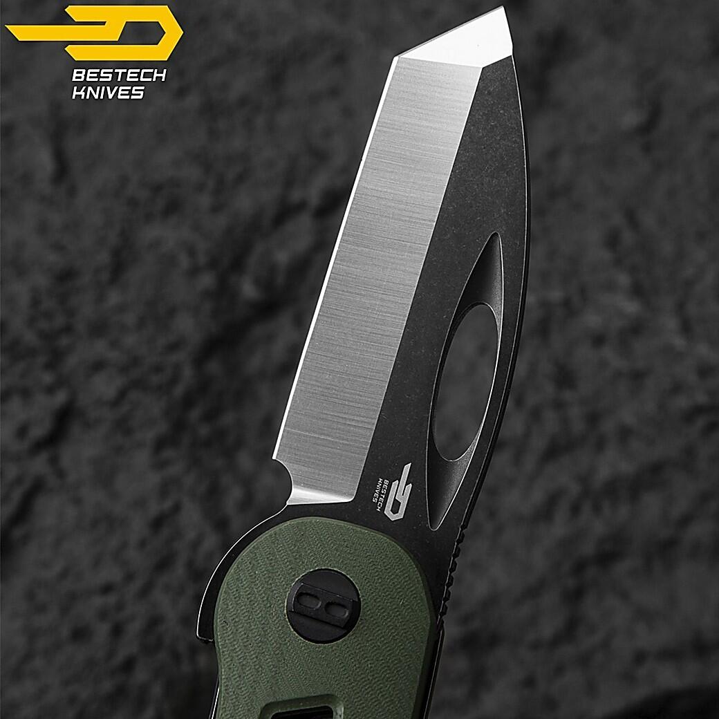 Bestech Couteau de Poche Explorer Vert Armee G10 D2 6/7
