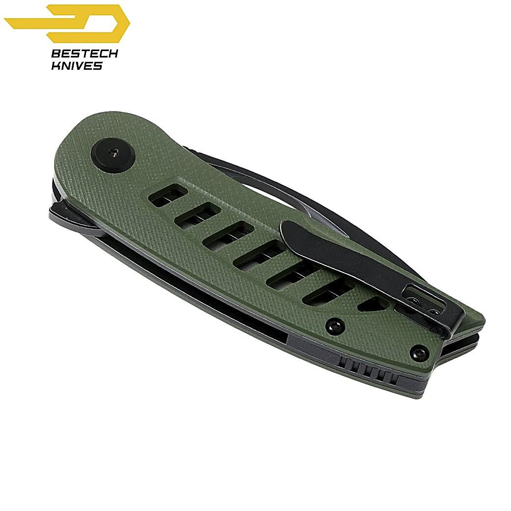 Bestech Couteau de Poche Explorer Vert Armee G10 D2 2/7
