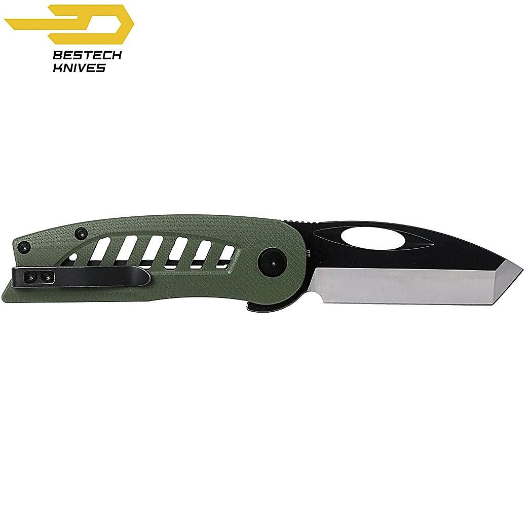 Bestech Couteau de Poche Explorer Vert Armee G10 D2 3/7