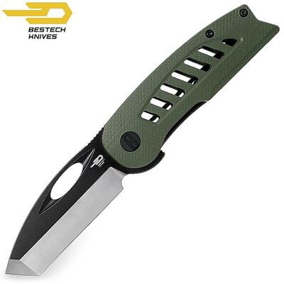 Bestech Couteau de Poche Explorer Vert Armee G10 D2