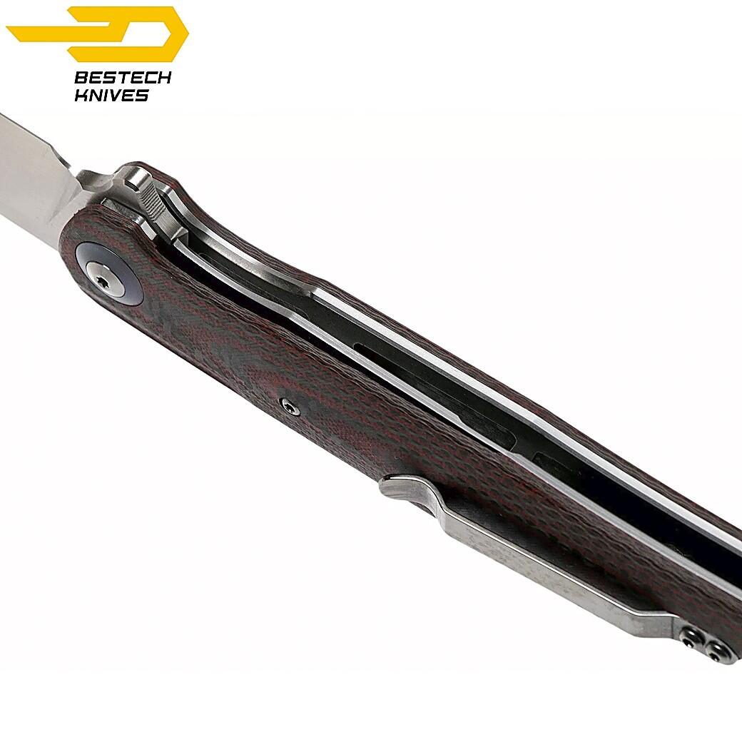 Bestech Navalha Ascot Vermelha G10 Fibra de Carbono D2 5/7