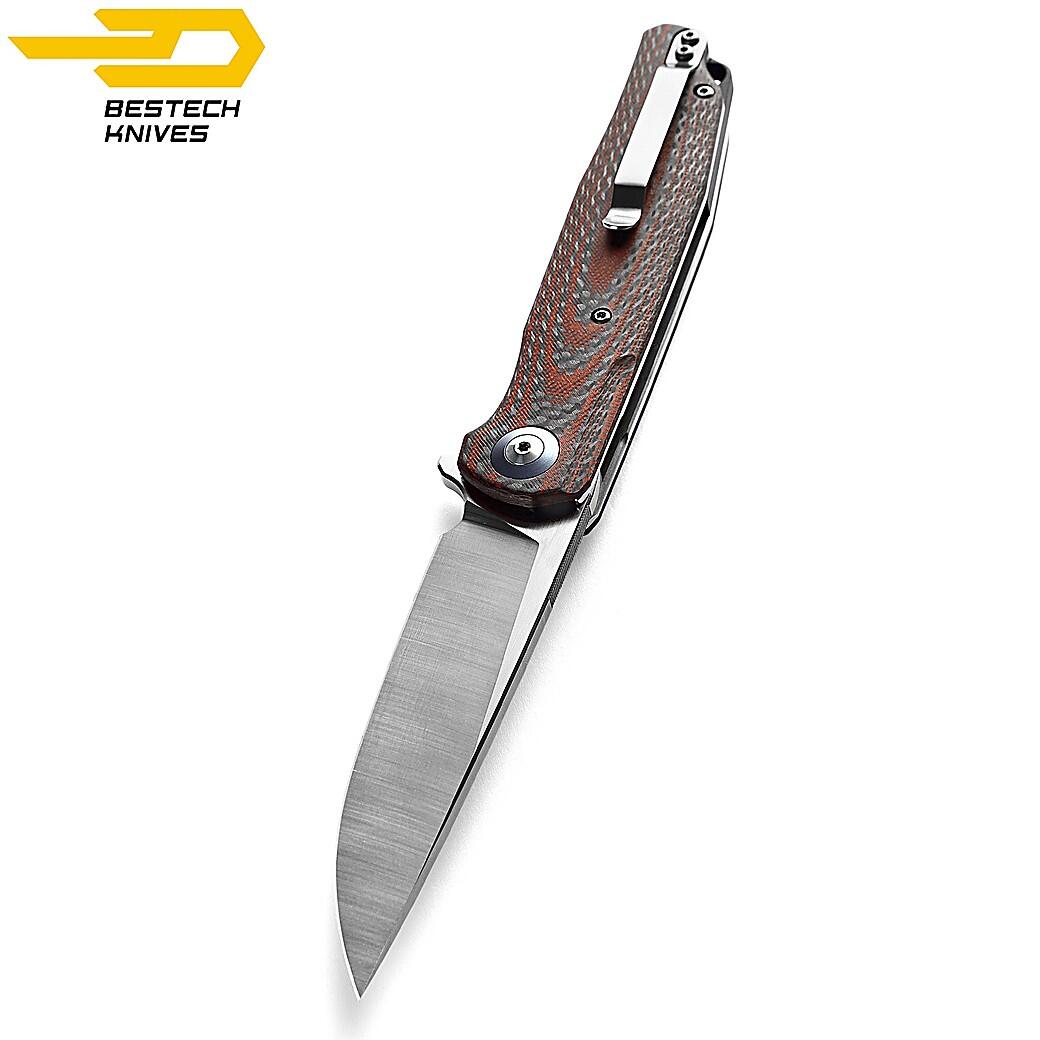 Bestech Navalha Ascot Vermelha G10 Fibra de Carbono D2 6/7