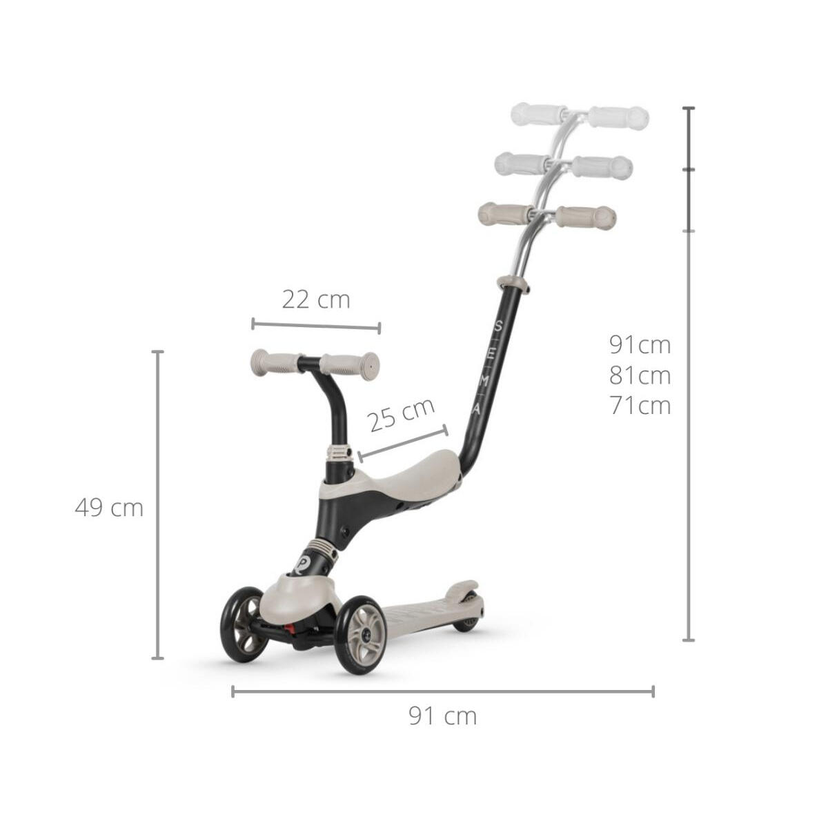 Trottinette Qplay Sema 3-en-1 Beige 2/3