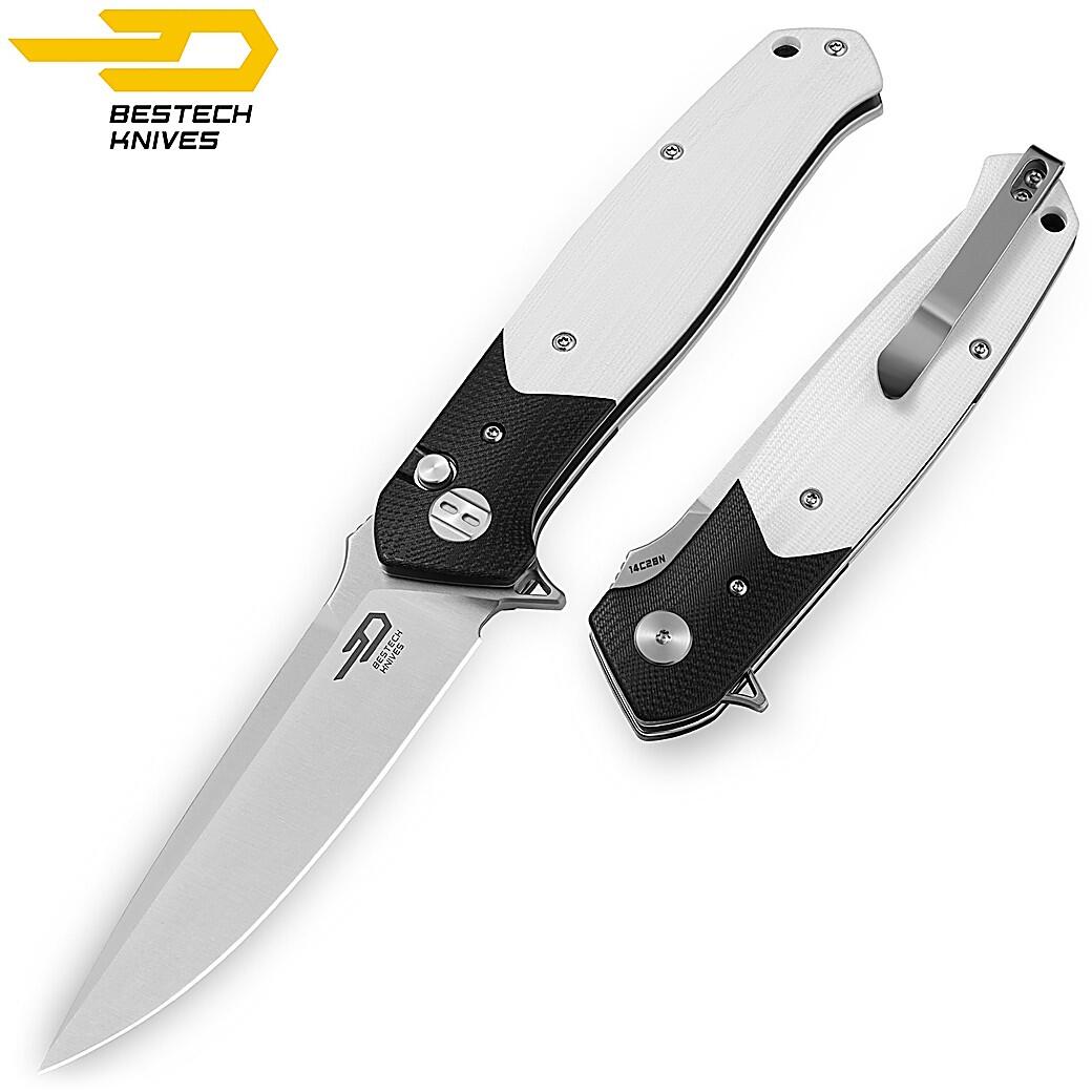 Bestech Canivete Swordfish Preto Branco G10 14C28N 3/7