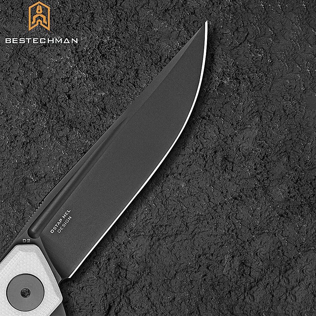 Bestechman Navalha Mini Dundee Branco G10 D2 PVD 6/7