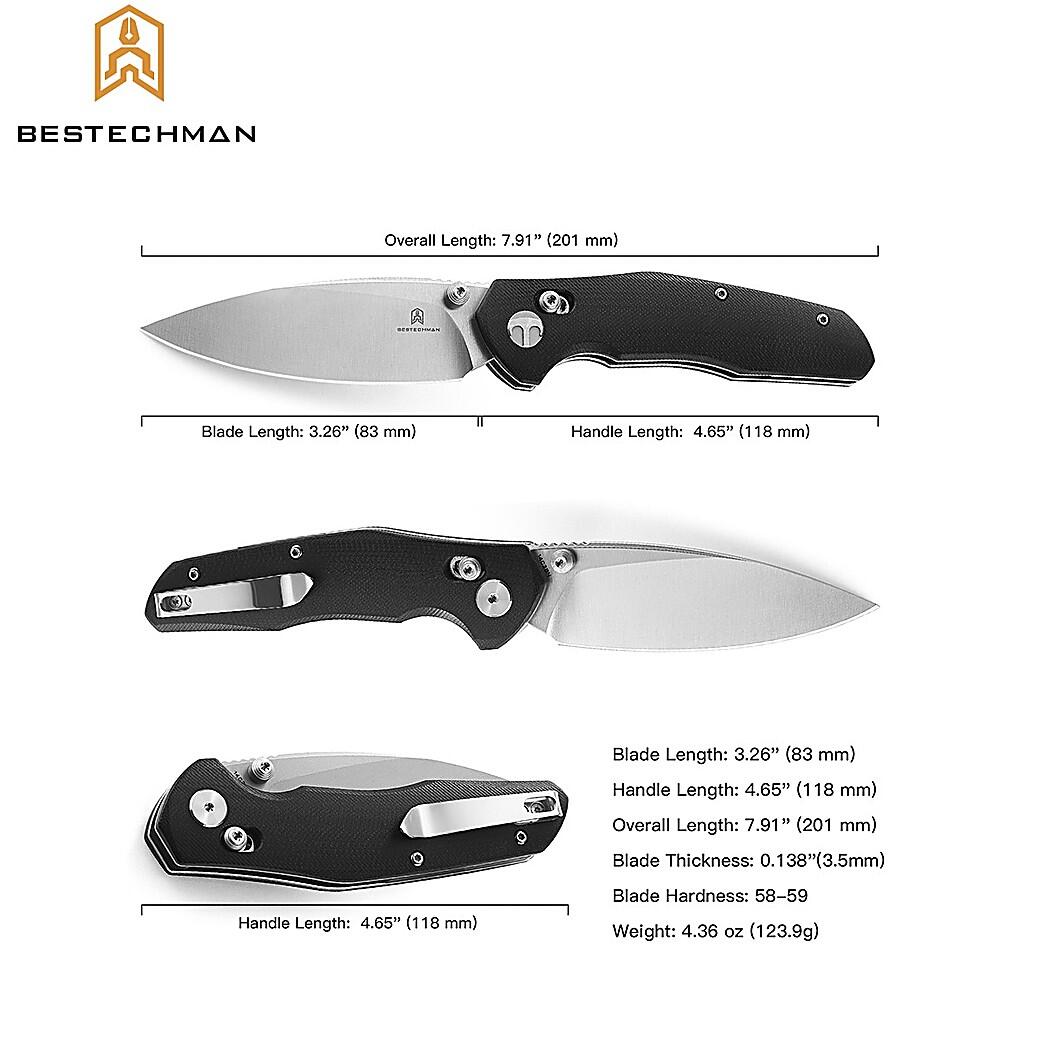 Coltello Tascabile Ronan Nero G10 14C28N di Bestechman 6/7