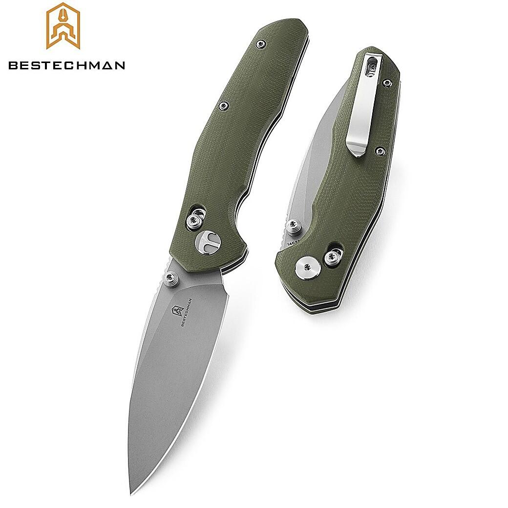 Bestechman Couteau de Poche Ronan Vert Stonewash OD G10 14C28N 4/7