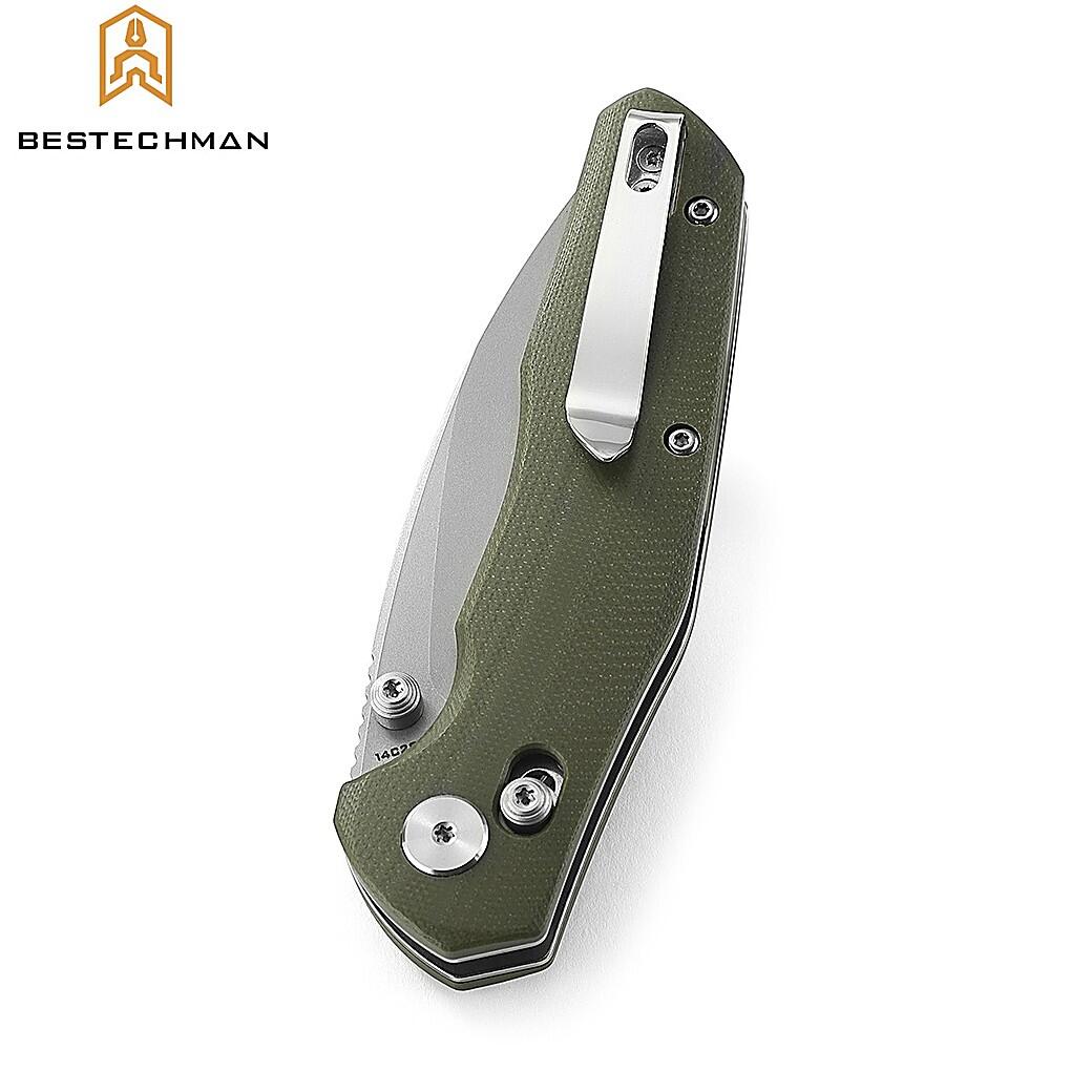 Bestechman Couteau de Poche Ronan Vert Stonewash OD G10 14C28N 2/7