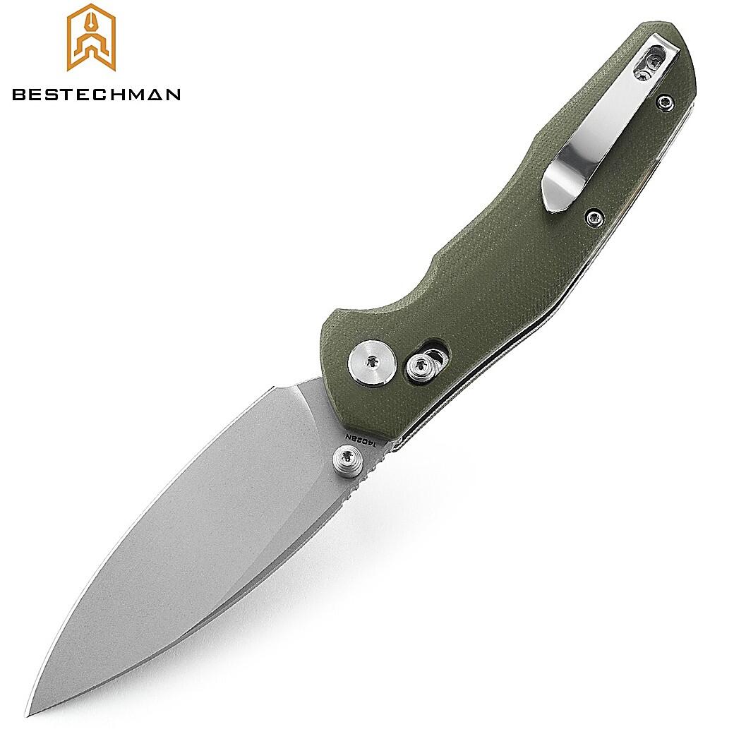 Bestechman Couteau de Poche Ronan Vert Stonewash OD G10 14C28N 3/7