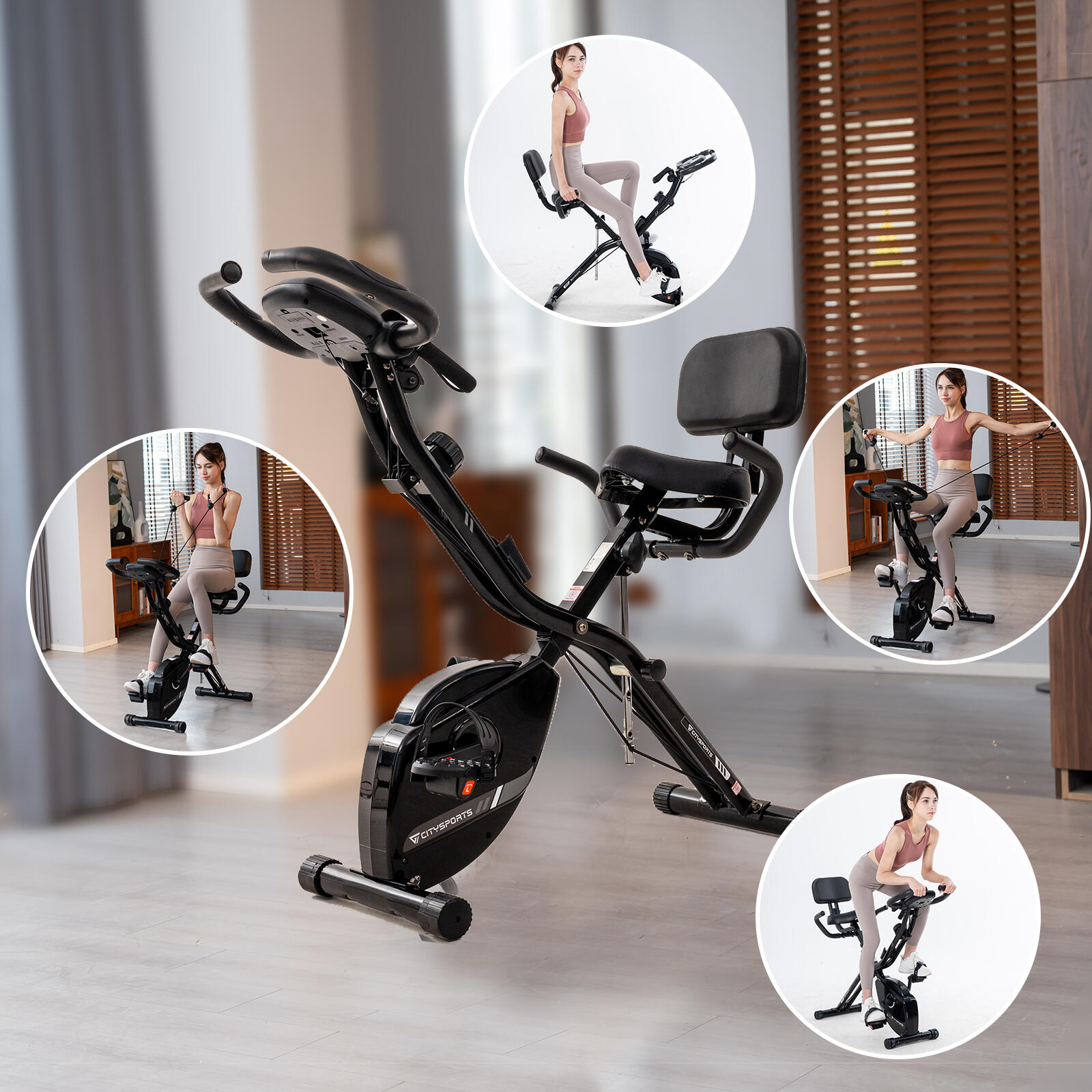 Vélo d'Appartement Pliable CITYSPORTS Noir 2-en-1 12 Niveaux 5/7