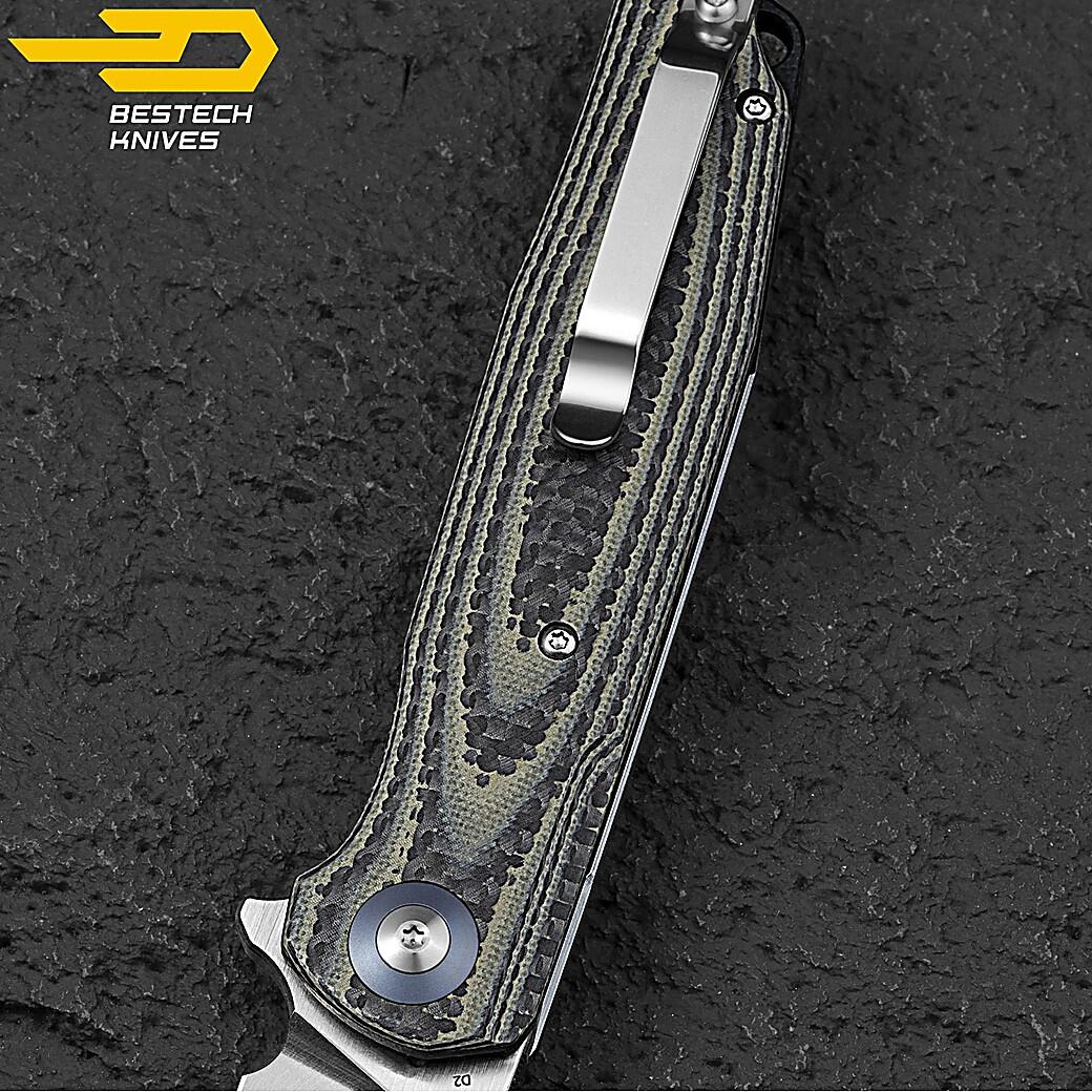 Bestech Navalha Ascot Fibra de Carbono Bege G10 D2 7/7