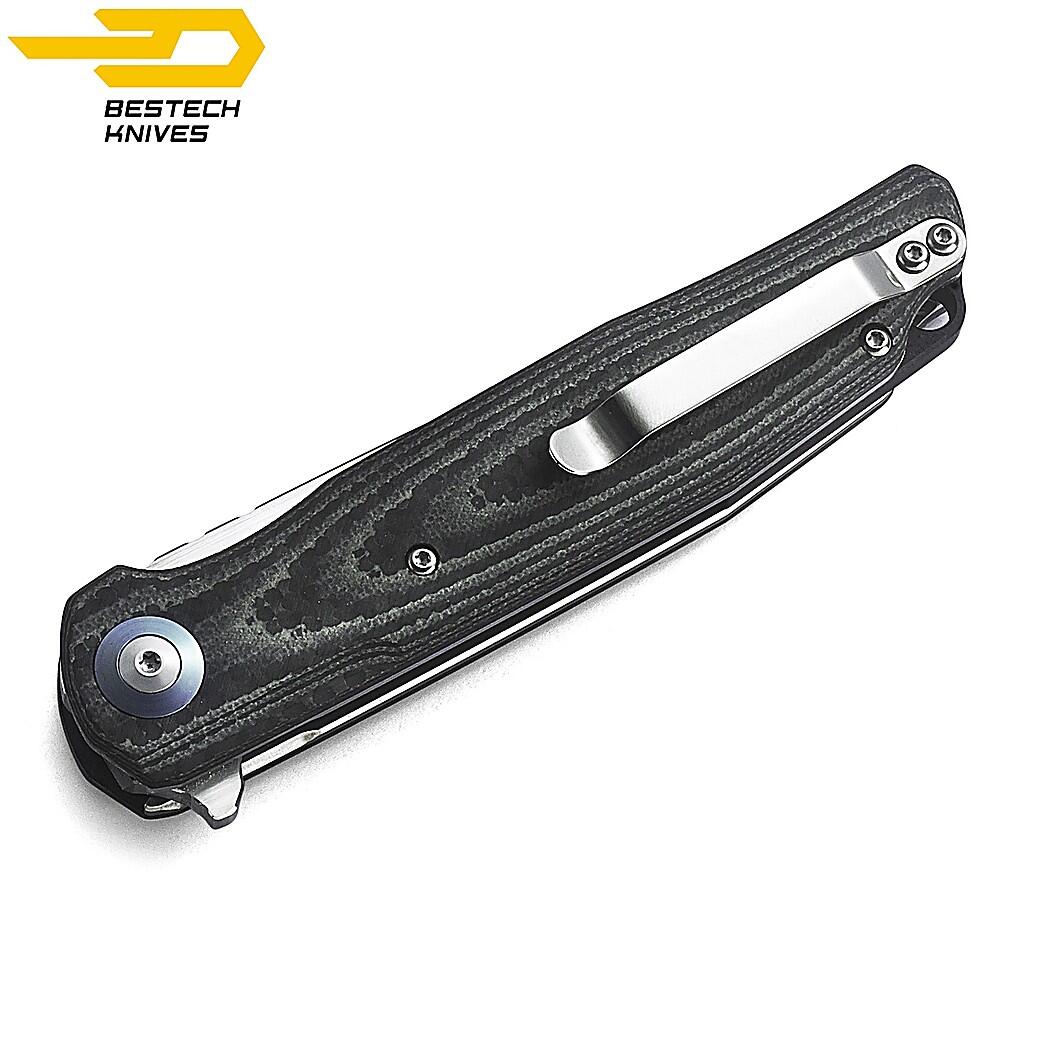Bestech Navalha Ascot Fibra de Carbono Bege G10 D2 2/7