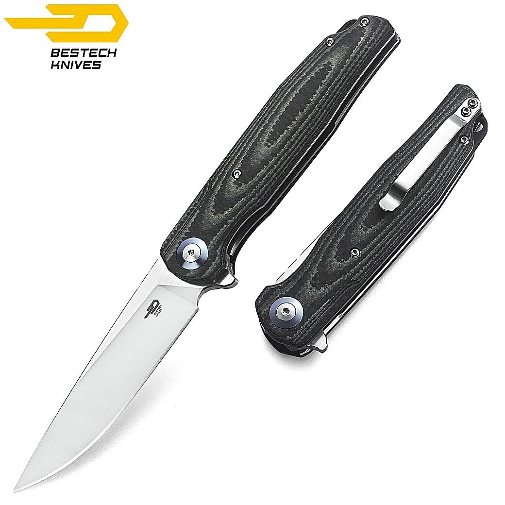 Bestech Navalha Ascot Fibra de Carbono Bege G10 D2 3/7