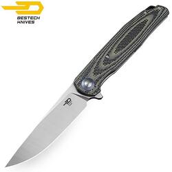 Bestech Couteau de Poche Ascot Fibre de Carbone Beige G10 D2