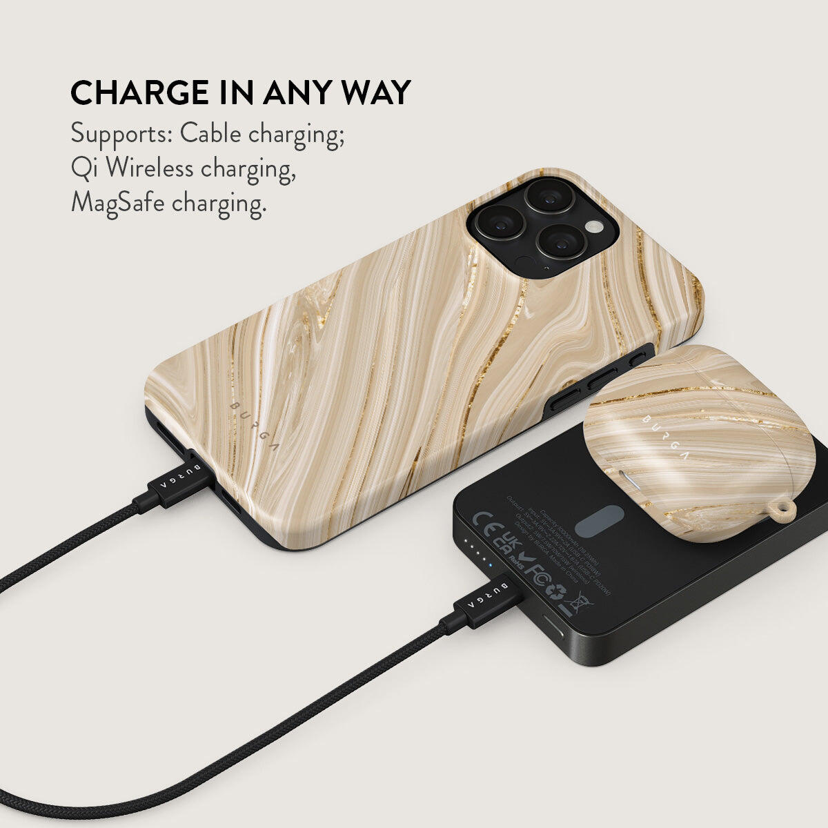 Powerbank BURGA MagSafe 10000 mAh full glam/gunmetal 4/5