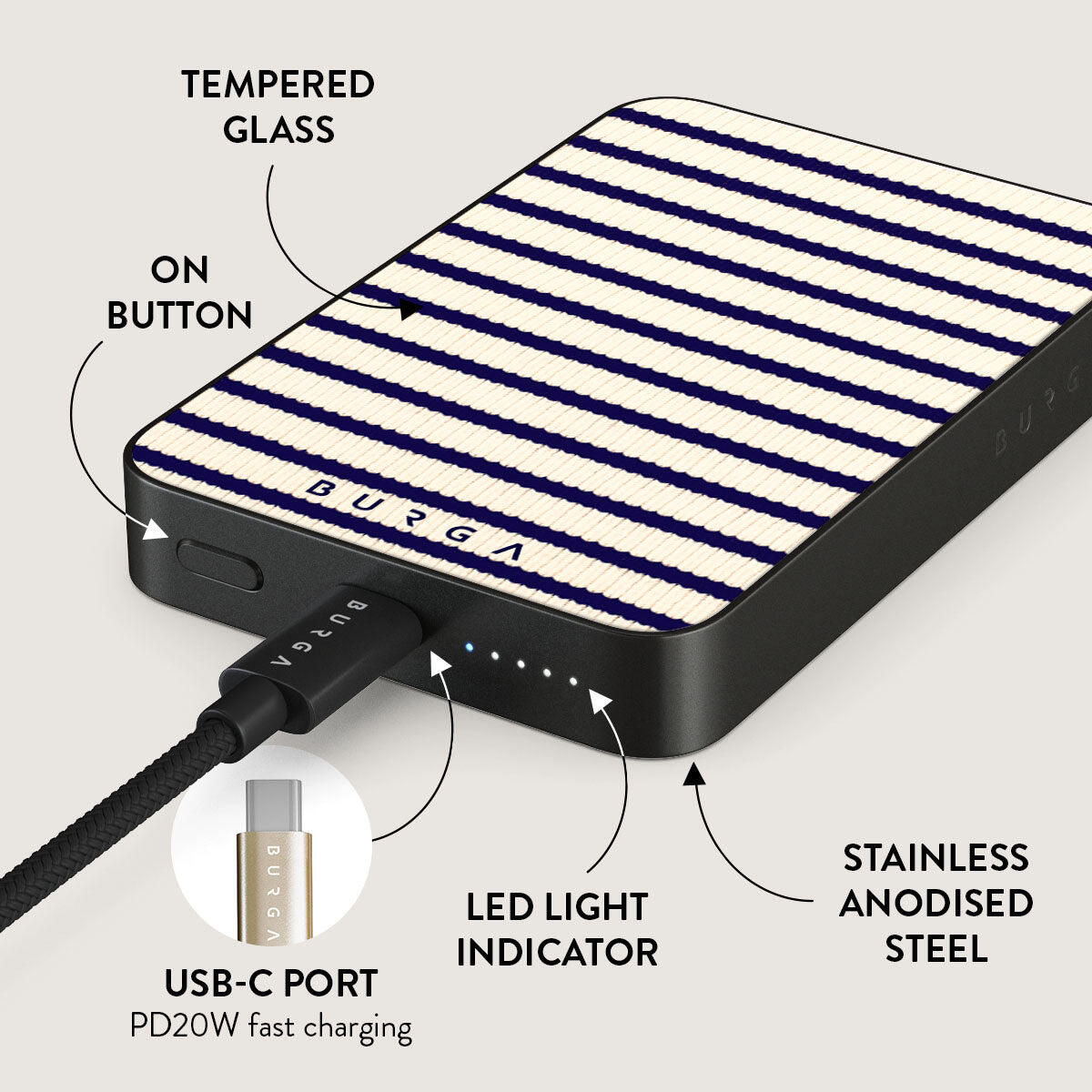 Powerbank BURGA MagSafe 10000 mAh old money/gunmetal 5/5