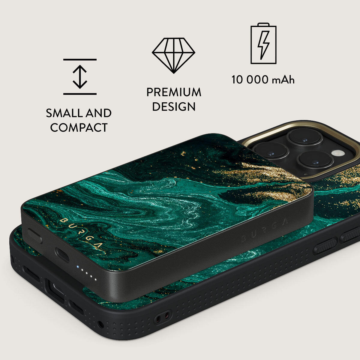 Powerbank BURGA MagSafe 10000 mAh emerald/gunmetal 2/5
