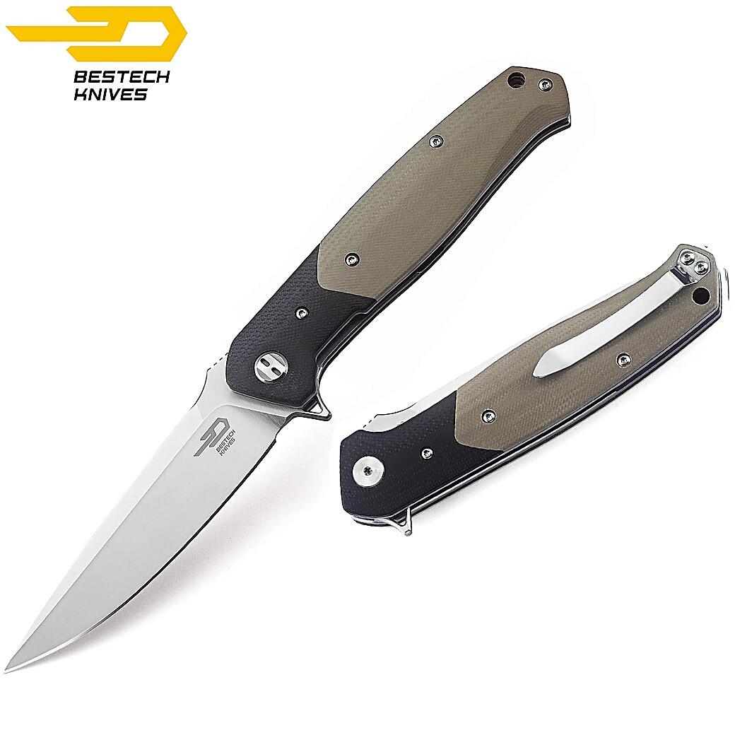 Bestech Navalha de Bolso Swordfish Preto Bege G10 D2 4/7