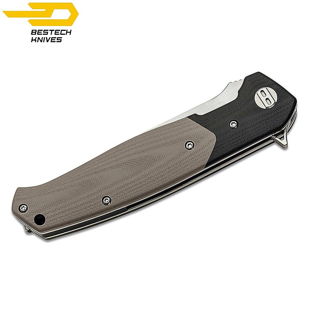 Bestech Navalha de Bolso Swordfish Preto Bege G10 D2 5/7