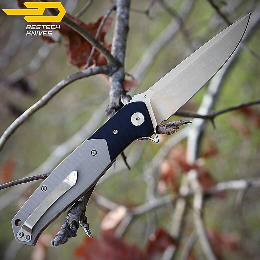 Bestech Navalha de Bolso Swordfish Preto Bege G10 D2 7/7