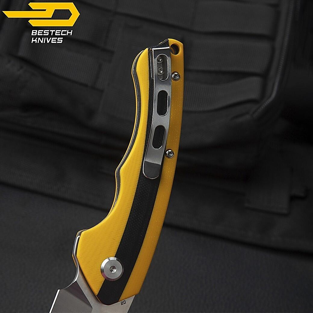 Bestech Navalha Skirmish Amarelo Preto G10 D2 6/7