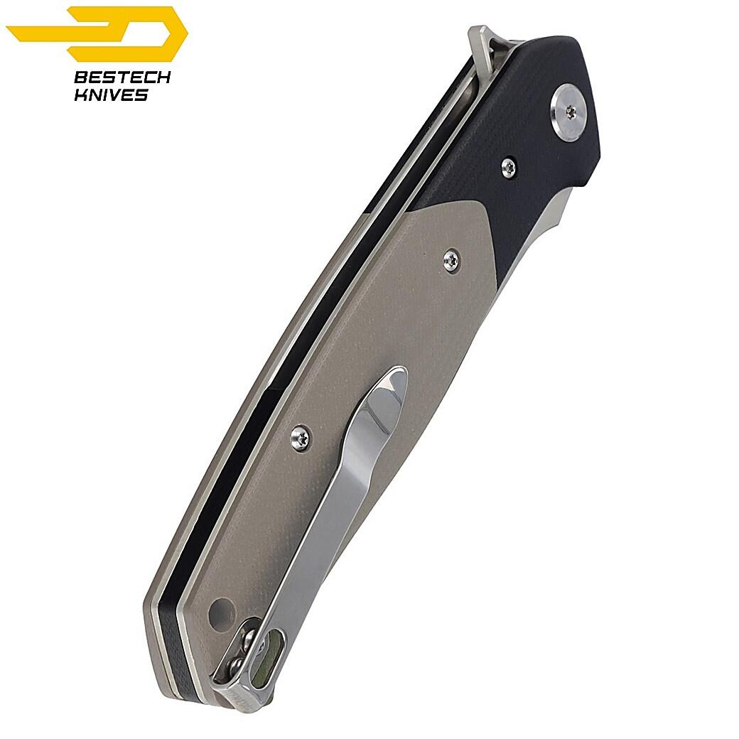 Bestech Navalha de Bolso Swordfish Preto Bege G10 D2 6/7