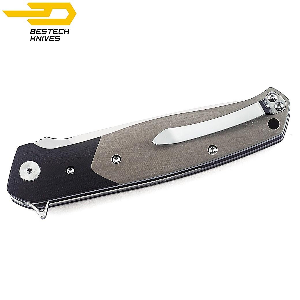 Bestech Navalha de Bolso Swordfish Preto Bege G10 D2 2/7