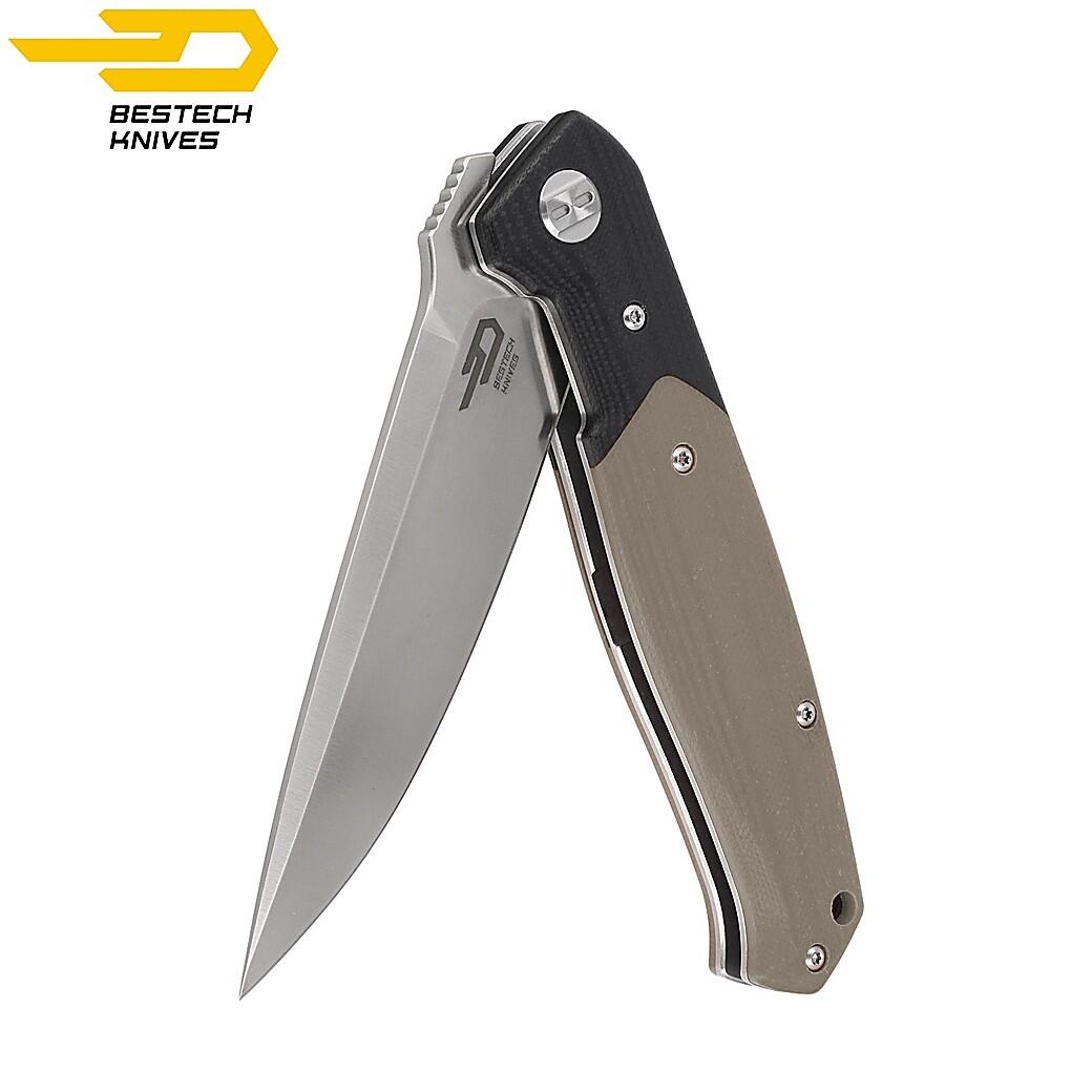 Bestech Navalha de Bolso Swordfish Preto Bege G10 D2 3/7
