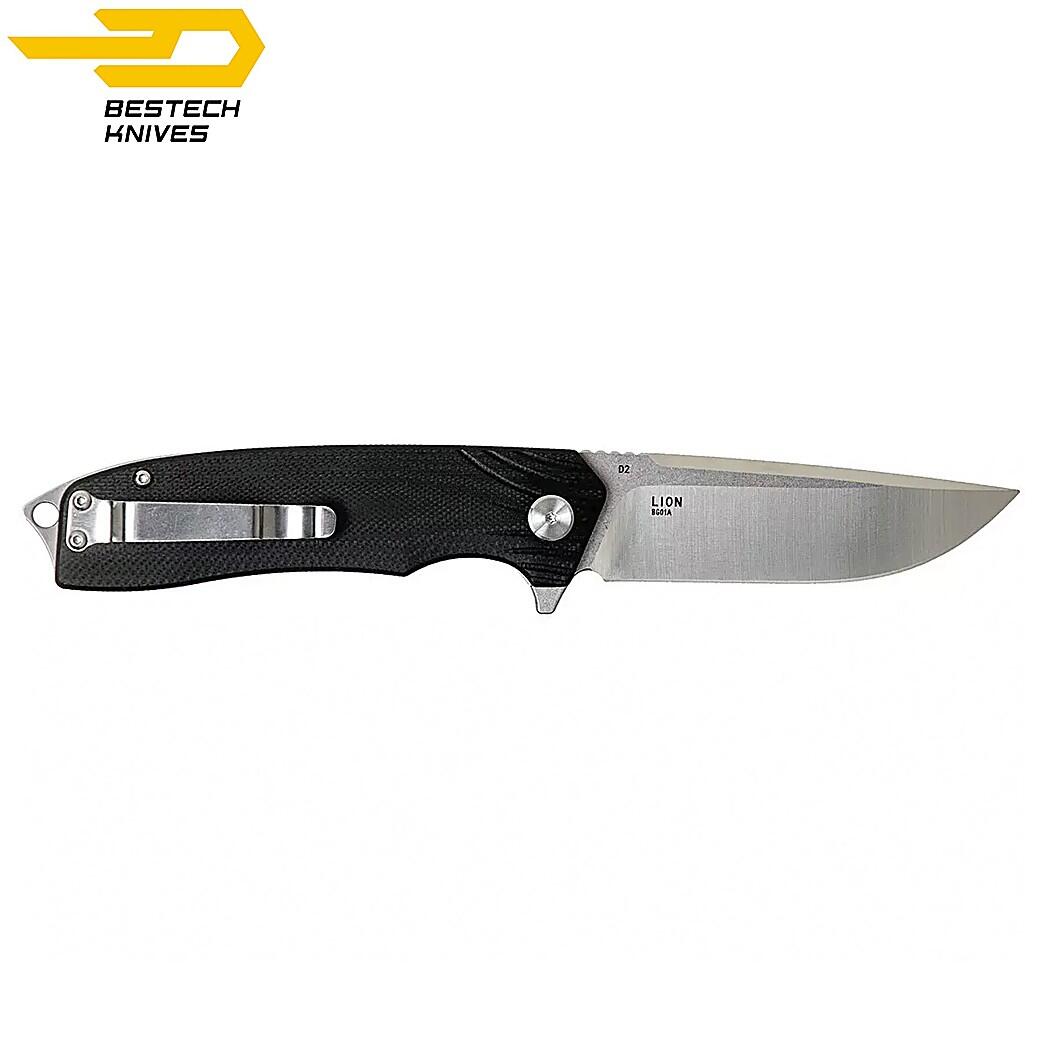 Bestech Couteau de Poche Lion Noir G10 D2 4/7