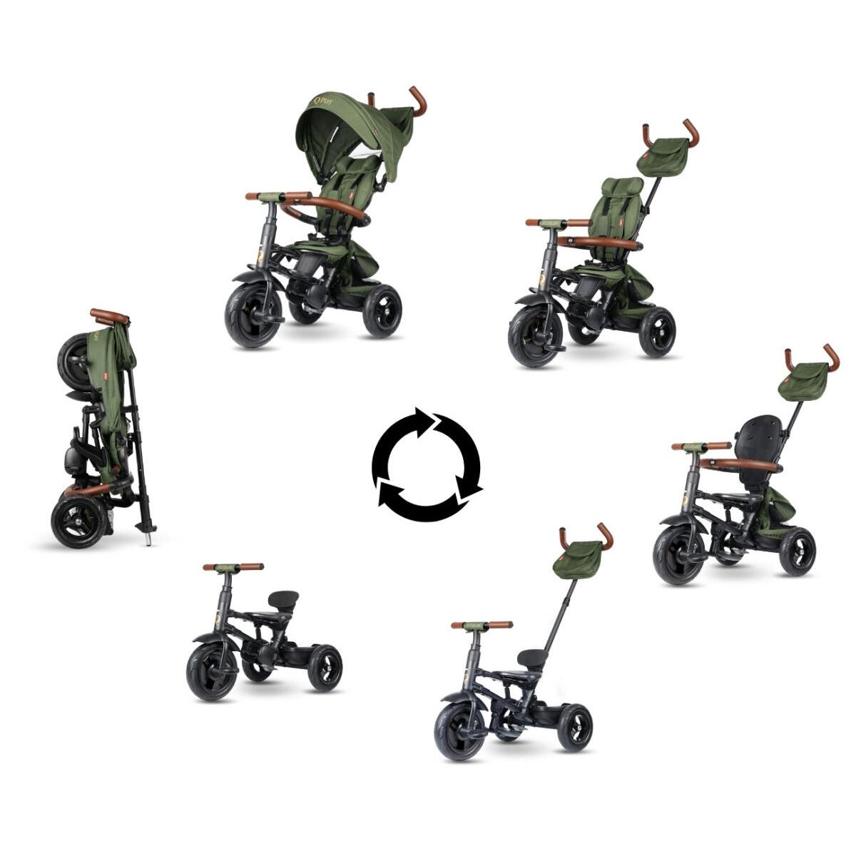 Driewieler Qplay Rito Deluxe Olijf 2/3