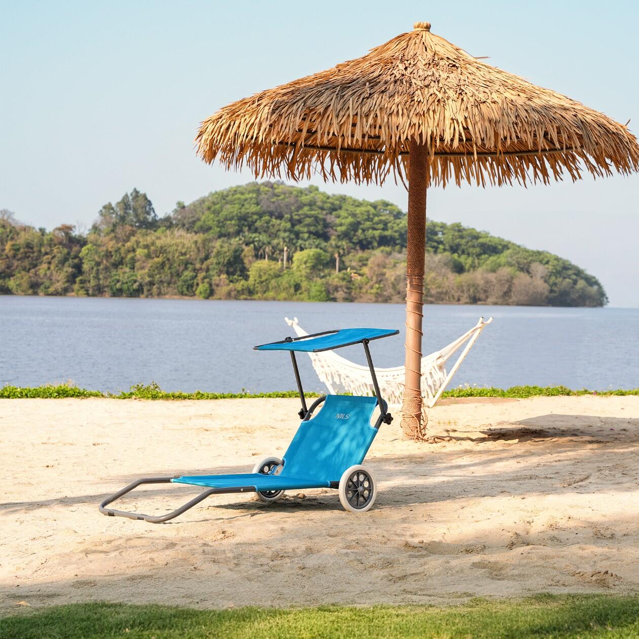 Chaise longue avec roulettes et pare-soleil NC3307 NILS 2/7