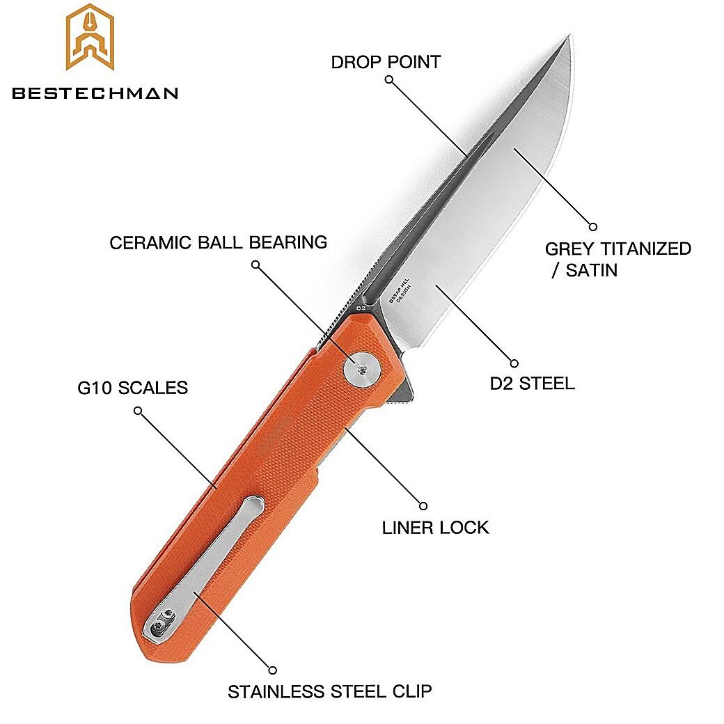 Coltello Tascabile Bestechman Dundee Arancione G10 D2 5/7
