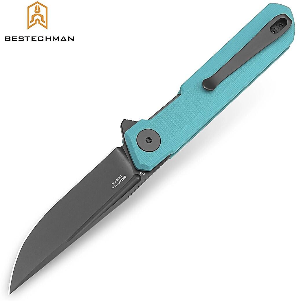 Bestechman Couteau de Poche Mini Dundee Bleu Tiffany G10 D2 PVD 2/7