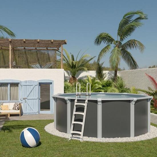 Piscine hors sol acier ronde Ø 3,65 x 1,32 m Anthracite OSMOSE