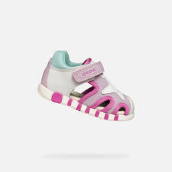 Premiers Pas Bébé Fille B SANDAL IUPIDOO GIR Blanc/Fuchsia