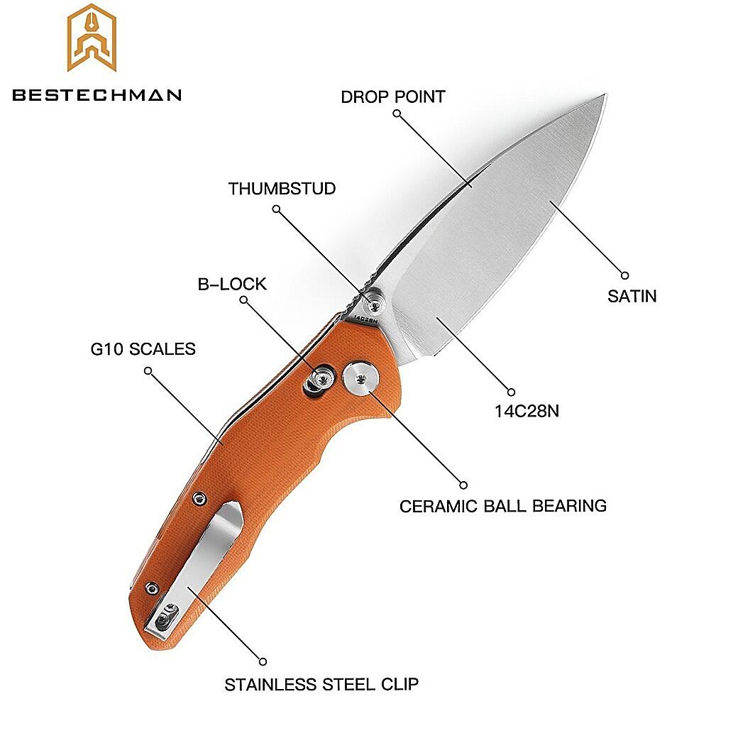 Bestechman Couteau de Poche Ronan Orange G10 14C28N 5/7