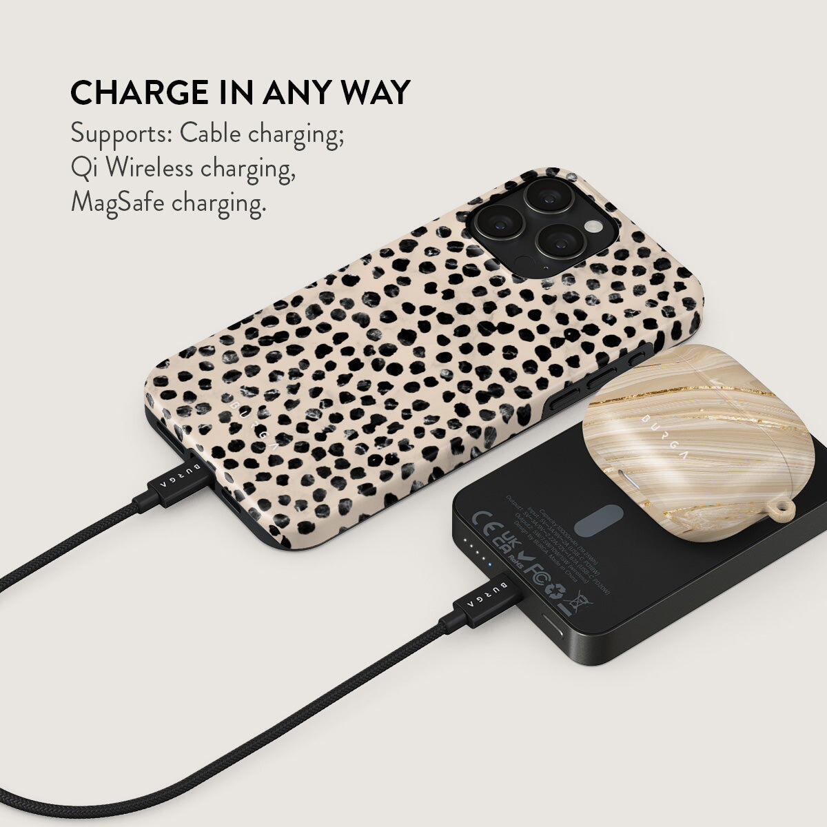 Powerbank BURGA MagSafe 10000 mAh almond latte/gunmetal 4/5