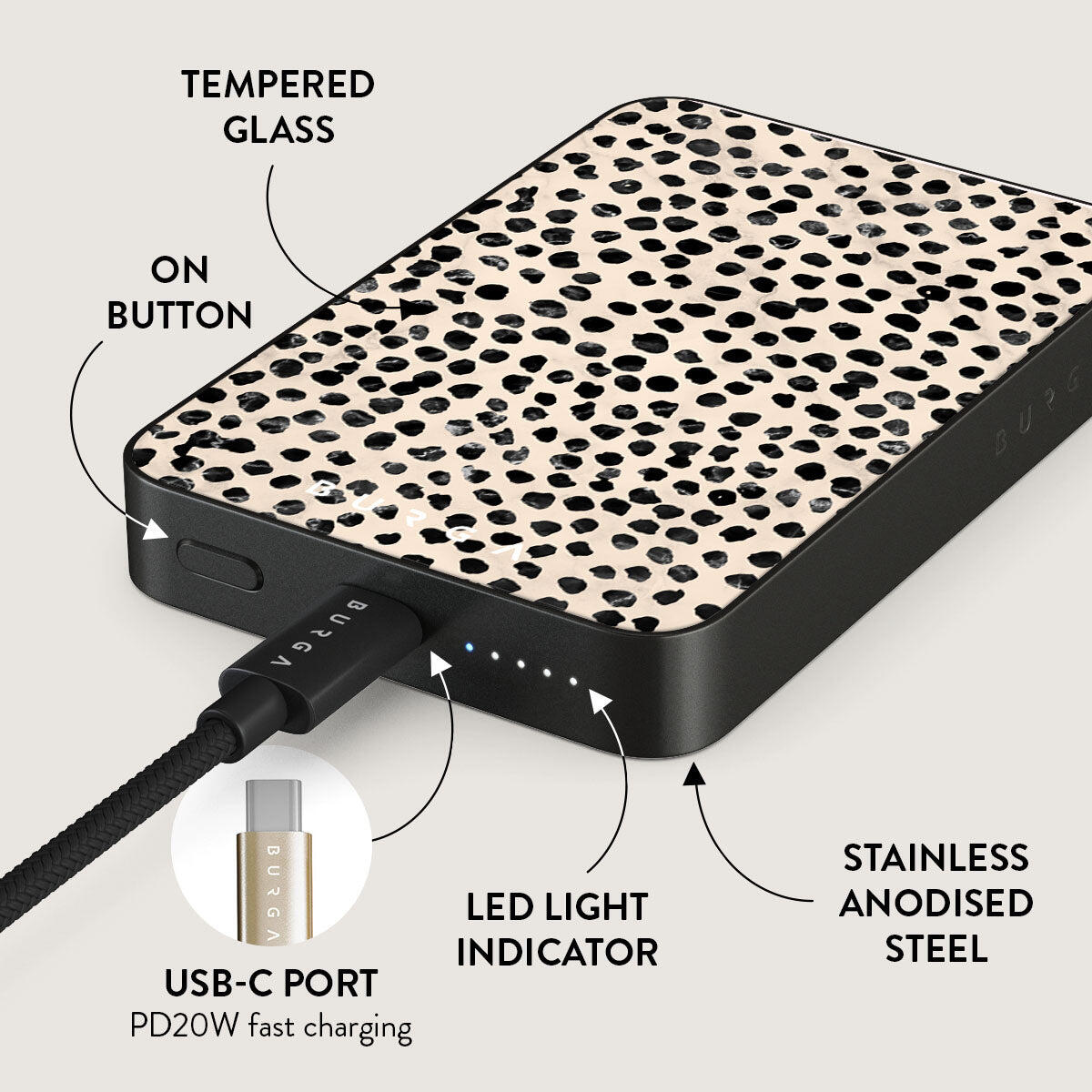 Powerbank BURGA MagSafe 10000 mAh almond latte/gunmetal 5/5