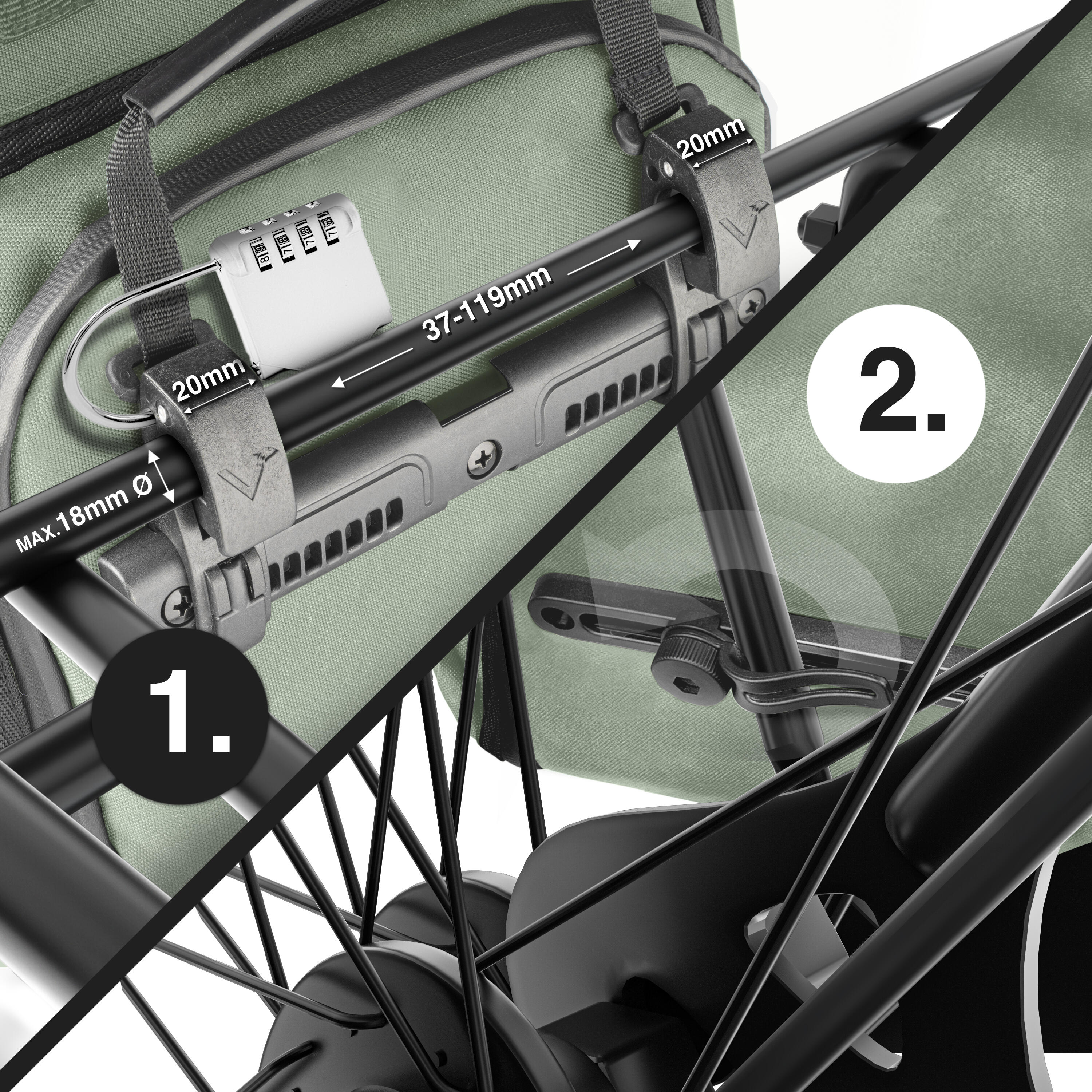 Sacoche velo porte bagages bikepacking, velo sac a dos etanche 23L 6/8