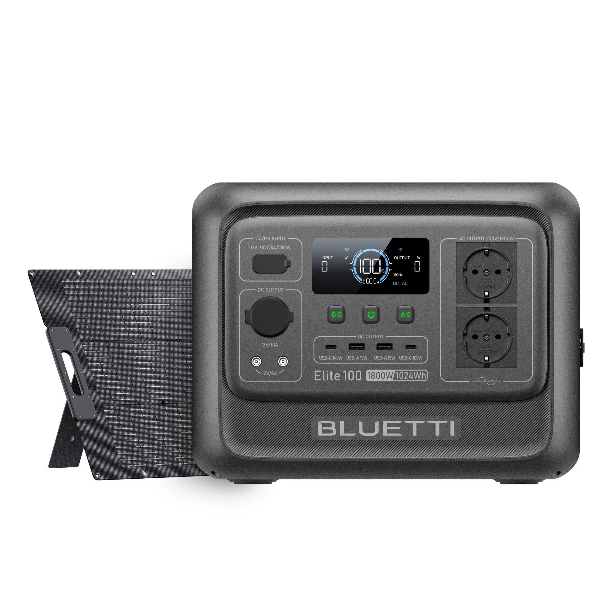 Gerador solar bluetti elite 100v2 1800w/1024wh com painel solar de 100w