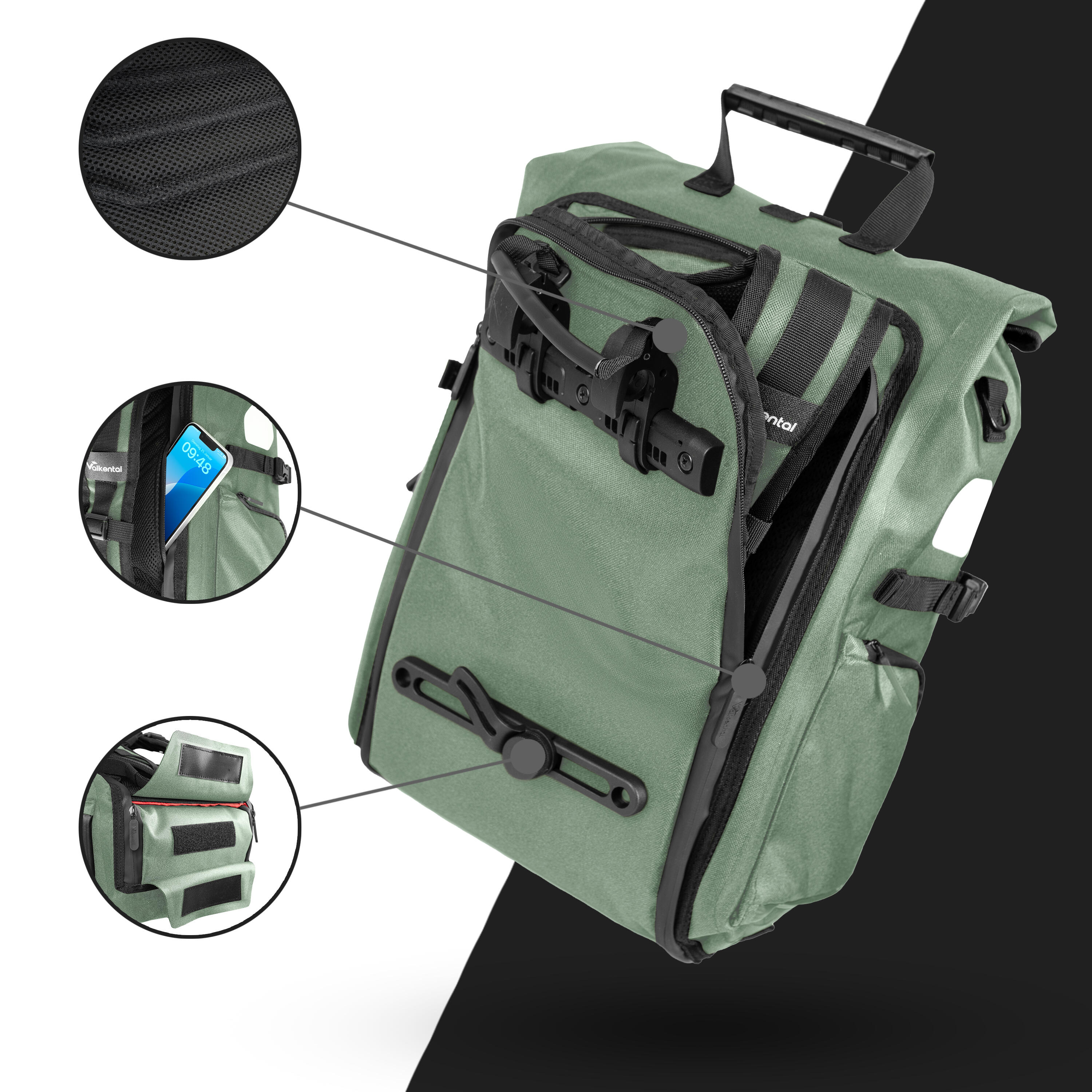 Sacoche velo porte bagages bikepacking, velo sac a dos etanche 23L 5/8