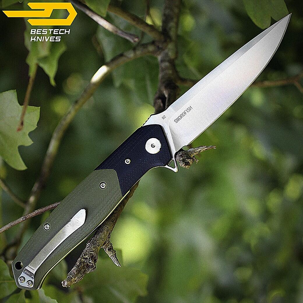 Bestech Navalha Swordfish Preto Verde G10 D2 7/7