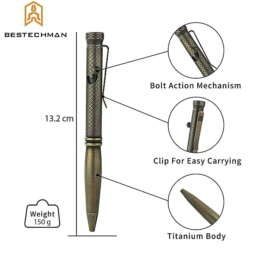 Bestechman Stylo Tactique Scribe Bronze Titane Stonewash 6/7